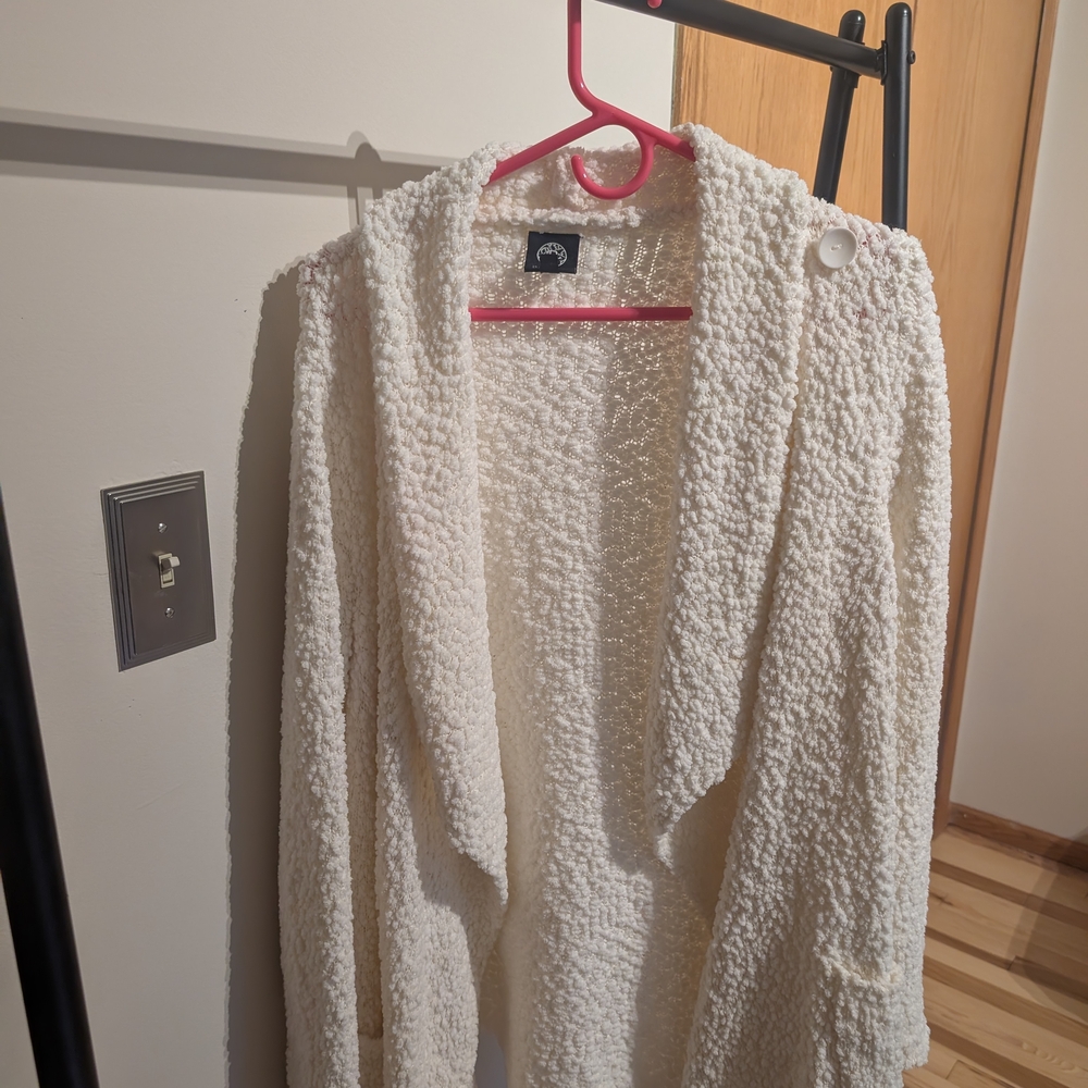 Bobeau Cream Textured Knit Cardigan